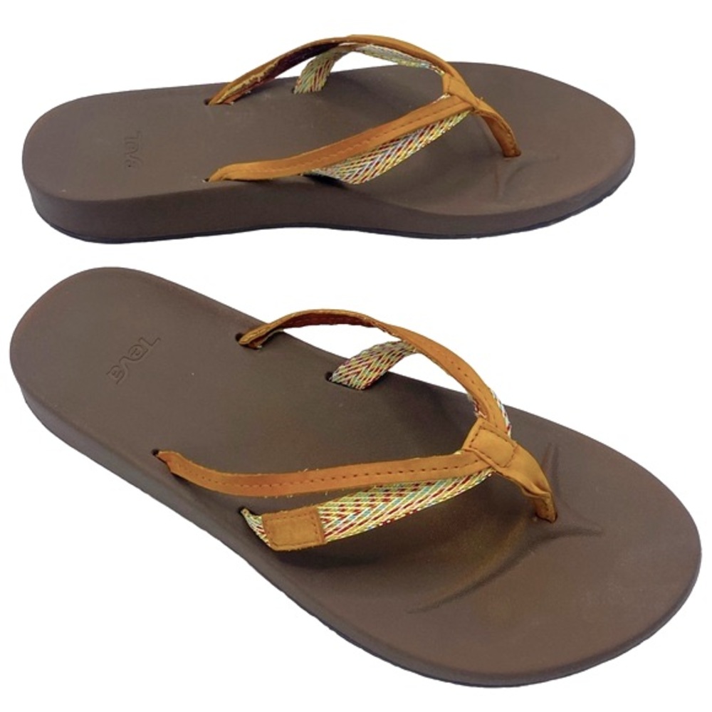 Teva Azure 2 Tan Double Strap Flip Flop Sandals; 8
